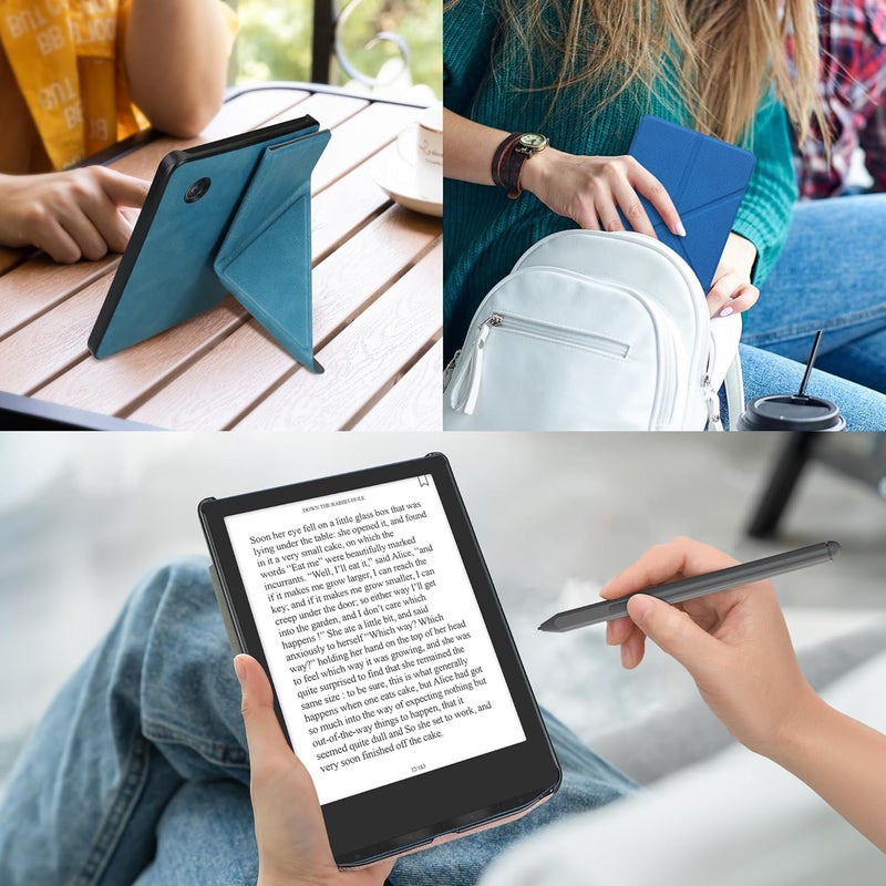 kwmobile Origami Case Compatible with Kobo Forma Case - Slim PU Leather Cover with Stand - Rose Gold - Image 5